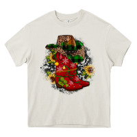 Cream Christmas Cowboy Boots Heavy Core Tee - JahusDesignShop