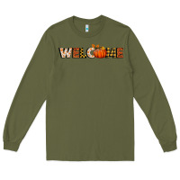 Army Green welcome pumpkin Long Sleeve Tee - BundleAndBundleShop