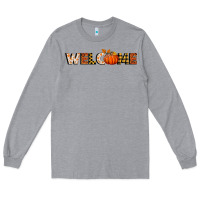 Heather Grey welcome pumpkin Long Sleeve Tee - BundleAndBundleShop