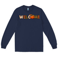 Navy welcome pumpkin Long Sleeve Tee - BundleAndBundleShop