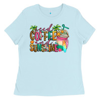 Baby Blue iced coffee and sunshine summer Ladies Tee - Jasminsmagicworld