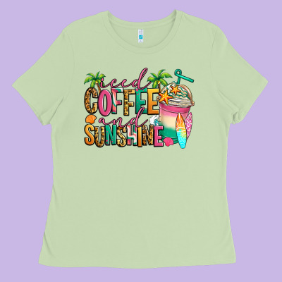 Iced Coffee And Sunshine Summer Ladies Tee Designed By Jasminsmagicworld