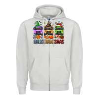 Dove Grey hallothanksmas school bus Zipper Hoodie - texasbilliewilder