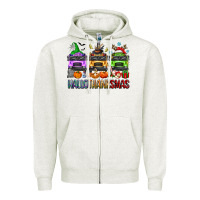Oatmeal Heather hallothanksmas school bus Zipper Hoodie - texasbilliewilder