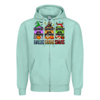 Seafoam hallothanksmas school bus Zipper Hoodie - texasbilliewilder