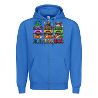 True Royal hallothanksmas school bus Zipper Hoodie - texasbilliewilder