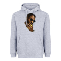 Heather Grey Black man Heavyweight Hoodie - HowdyJamesFarm