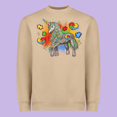 Autism Unicorn Heavyweight Sweatshirt Designed By Lillyallendesigns