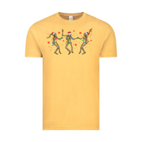 Vintage Mustard dancing skeleton christmas Vintage Tee - MaliasSmallBusiness