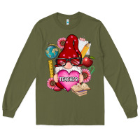 Army Green valentines day teacher gnome Long Sleeve Tee - RanaPortraitStore