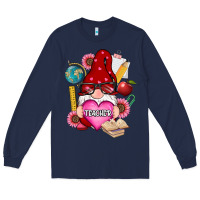 Navy valentines day teacher gnome Long Sleeve Tee - RanaPortraitStore