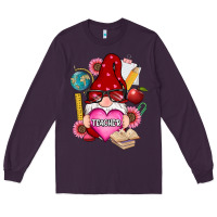 Plum valentines day teacher gnome Long Sleeve Tee - RanaPortraitStore