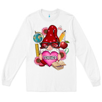 White valentines day teacher gnome Long Sleeve Tee - RanaPortraitStore