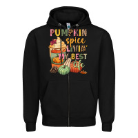 Black Pumpkin spice livin' my best life Zipper Hoodie - NancyCooperArtShop