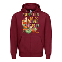 Burgundy Pumpkin spice livin' my best life Zipper Hoodie - NancyCooperArtShop