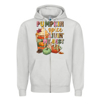Dove Grey Pumpkin spice livin' my best life Zipper Hoodie - NancyCooperArtShop