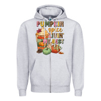Heather Grey Pumpkin spice livin' my best life Zipper Hoodie - NancyCooperArtShop