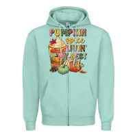 Seafoam Pumpkin spice livin' my best life Zipper Hoodie - NancyCooperArtShop