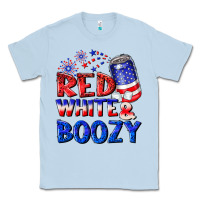 Dusty Blue red white boozy Classic Tee - NancyCooperArtShop