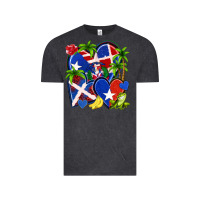 Vintage Black puerto rico with dominican republic hearts Vintage Tee - NancyCooperArtShop