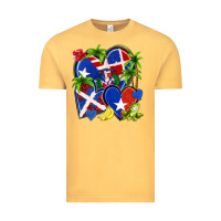 Vintage Mustard puerto rico with dominican republic hearts Vintage Tee - NancyCooperArtShop