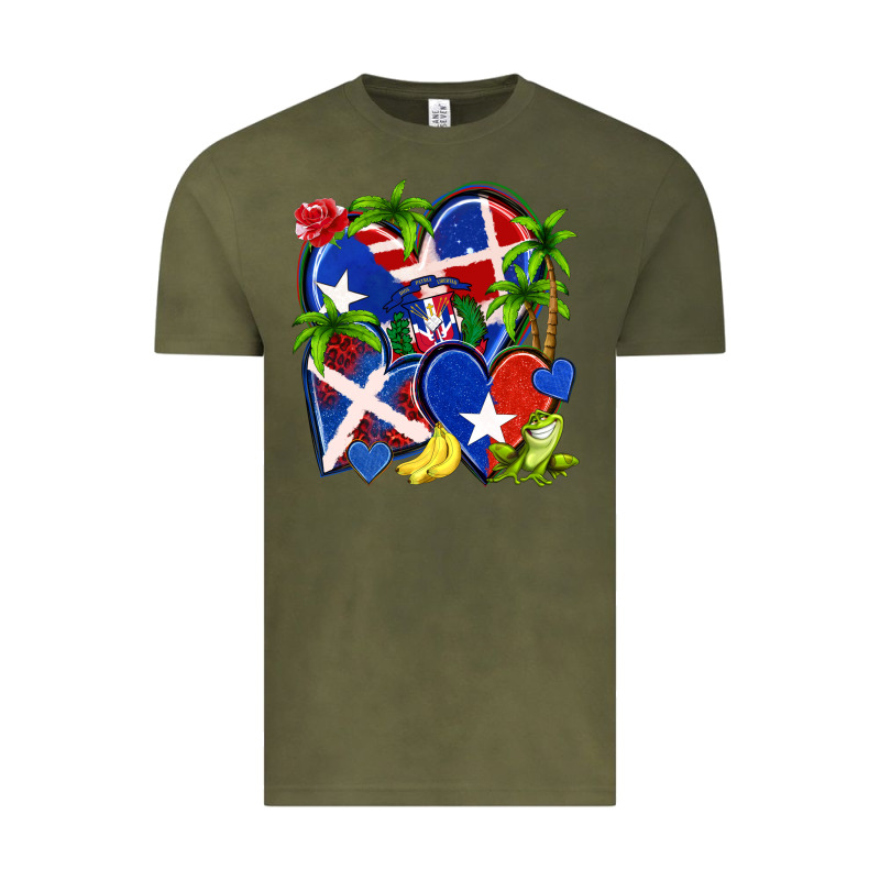 Puerto Rico With Dominican Republic Hearts Vintage Tee by NancyCooperArtShop | Teevron