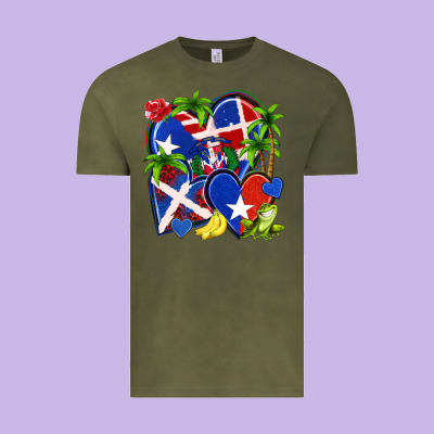 Puerto Rico With Dominican Republic Hearts Vintage Tee Designed By Nancycooperartshop