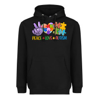Black Peace love Autism Heavyweight Hoodie - CowGirlArtShop