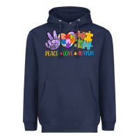 Navy Peace love Autism Heavyweight Hoodie - CowGirlArtShop