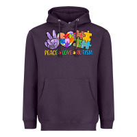 Plum Peace love Autism Heavyweight Hoodie - CowGirlArtShop