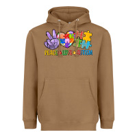 Toasted Coconut Peace love Autism Heavyweight Hoodie - CowGirlArtShop