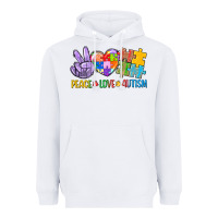 White Peace love Autism Heavyweight Hoodie - CowGirlArtShop