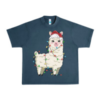 Midnight Navy christmas llama Urban Heavy Tee - MaliasSmallBusiness