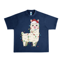 Navy christmas llama Urban Heavy Tee - MaliasSmallBusiness