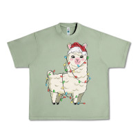 Oil Green christmas llama Urban Heavy Tee - MaliasSmallBusiness