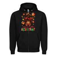 Black santa's favorite assistant afro messy bun Zipper Hoodie - texasbilliewilder