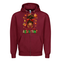 Burgundy santa's favorite assistant afro messy bun Zipper Hoodie - texasbilliewilder