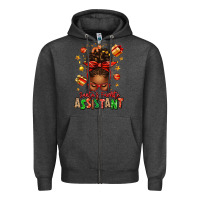 Charcoal Heather santa's favorite assistant afro messy bun Zipper Hoodie - texasbilliewilder