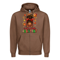 Chestnut santa's favorite assistant afro messy bun Zipper Hoodie - texasbilliewilder