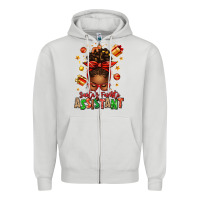 Dove Grey santa's favorite assistant afro messy bun Zipper Hoodie - texasbilliewilder