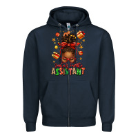 Navy santa's favorite assistant afro messy bun Zipper Hoodie - texasbilliewilder