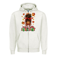 Oatmeal Heather santa's favorite assistant afro messy bun Zipper Hoodie - texasbilliewilder