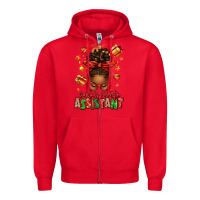 Red santa's favorite assistant afro messy bun Zipper Hoodie - texasbilliewilder