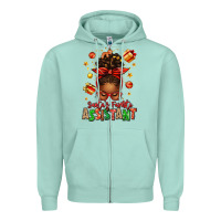 Seafoam santa's favorite assistant afro messy bun Zipper Hoodie - texasbilliewilder