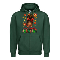 Sports Green santa's favorite assistant afro messy bun Zipper Hoodie - texasbilliewilder