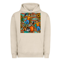 Pigment French Oak fall scarecrow seamless pattern Urban Hoodie - BundleAndBundleShop