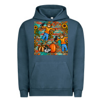 Pigment Midnight Navy fall scarecrow seamless pattern Urban Hoodie - BundleAndBundleShop