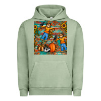 Pigment Oil Green fall scarecrow seamless pattern Urban Hoodie - BundleAndBundleShop