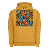 Pigment Peanut Butter fall scarecrow seamless pattern Urban Hoodie - BundleAndBundleShop