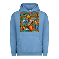 Pigment Pebble Blue fall scarecrow seamless pattern Urban Hoodie - BundleAndBundleShop